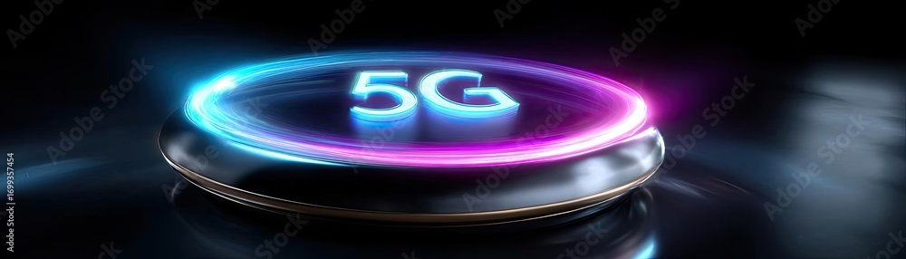 Aufkleber background image displaying 5g global network technology concept. 5g technology symbol in neon light