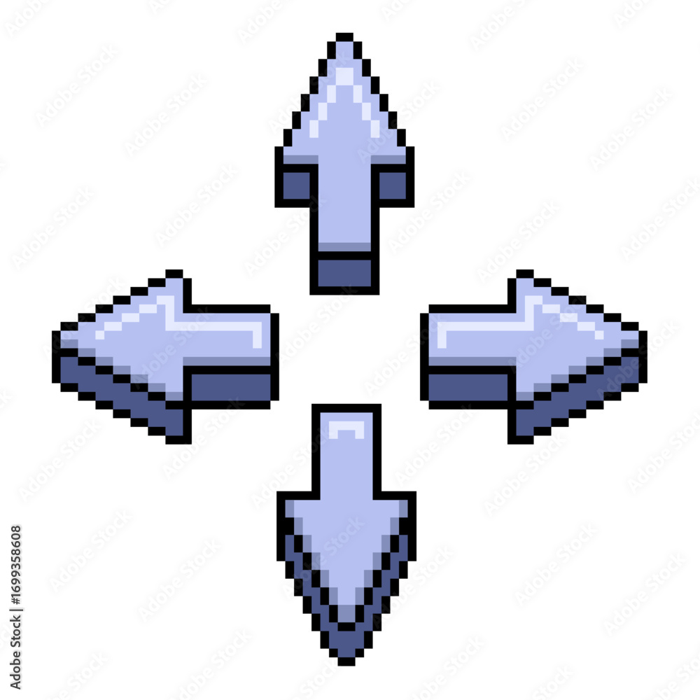 Poster pixel moving button vector. ideal for representing change, progress, and relocation. a modern, digit