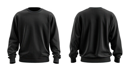 Front and back view of a black sweatshirt