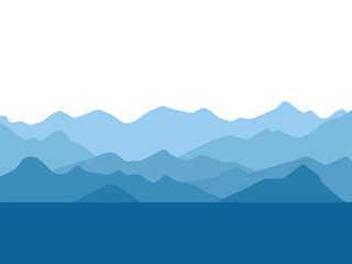 blue landscape background with lake and mountain