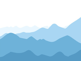 blue mountain range with white background
