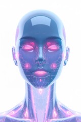 Futuristic Robot with Glowing Eyes