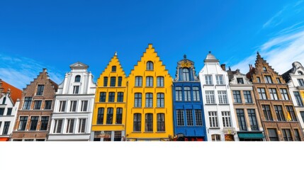 Fototapeta premium Colorful Historic Architecture of Belgian Houses under Blue Sky