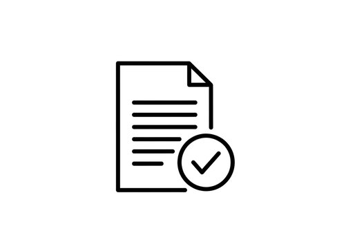 Document icon with check mark isolated on white background