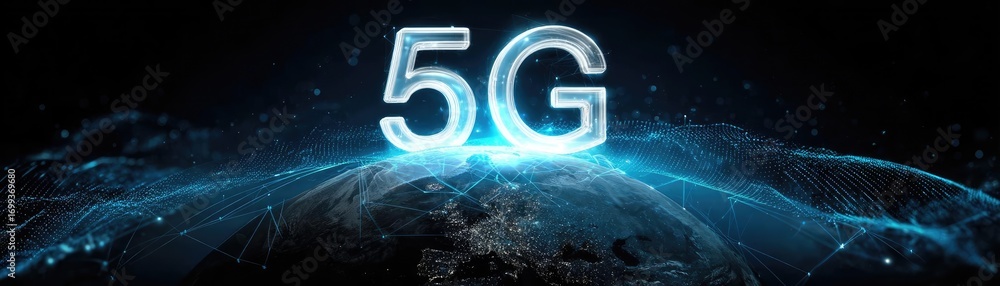 Poster background image displaying 5g global network technology concept. 5g technology concept with glowing