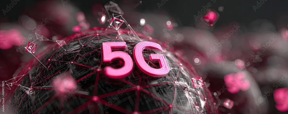 Poster background image displaying 5g global network technology concept. abstract representation of 5g tech