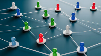 Connected people icons representing global network and communication