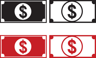 dollar, money, currency, finance, icon, symbol, cash, payment, banking, economy, bill, banknote, black, red, white, graphic, illustration, design, concept, trade, wealth, investment, savings, financia
