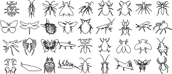 collection, grasshoppers, simplified, silhouettes, butterflies, silhouette, miscellaneous, icon, art, category:, creepy-crawly, spiders, design, bees, diverse, icons, grasshopper, insect, more, bug, w
