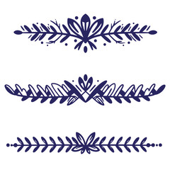 Obraz premium Elegant decorative vector floral border designs with simple leafy and botanical elements
