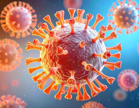 3D measles virus &mdash; highly contagious airborne disease concept for healthcare and public health.