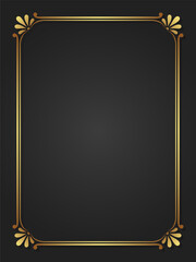 Luxury Golden Frame Border In Black Background