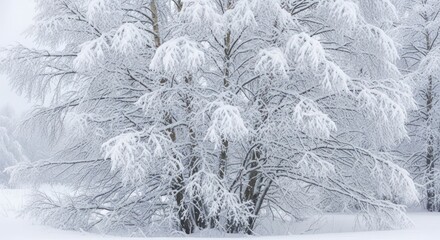 Snow-Draped Trees: A Serene Winter Landscape
