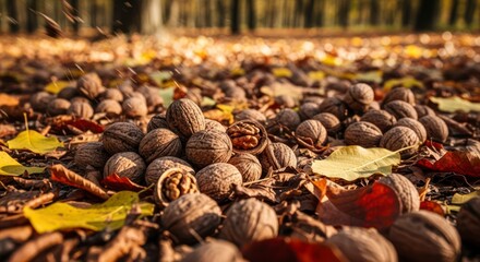 Autumn Walnuts: A Rustic Harvest Scene