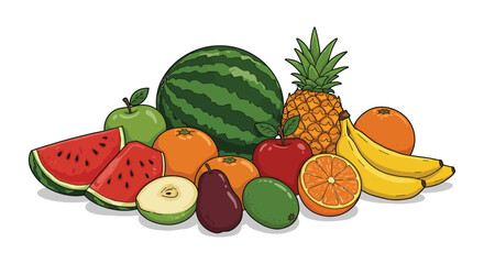 a colorful assortment of fresh tropical fruits arranged together