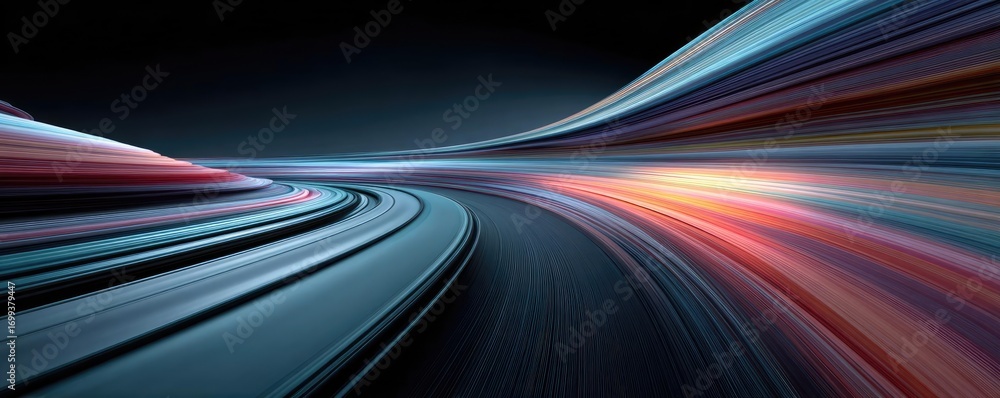 Poster digital transformation strategies modernizing business concept. abstract light trails depicting spee