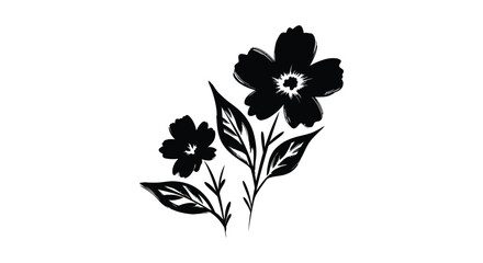a simple black and white floral illustration with two flowers