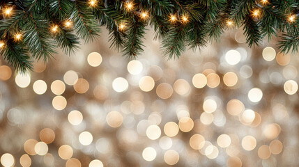 Festive holiday lights create warm atmosphere with shimmering bokeh effects
