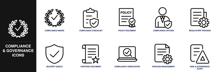 Compliance & Governance Line Icon Set