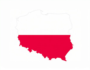 Naklejka premium A stylized map of Poland, rendered in the colors of the Polish flag.
