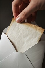 Hand Opening Envelope with Old Letter