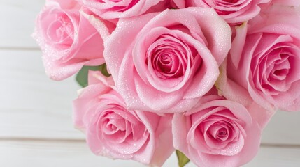 Fototapeta premium Delicate Pink Roses Bouquet: Floral Arrangement for Romance, Wedding, and Valentine's Day Themes