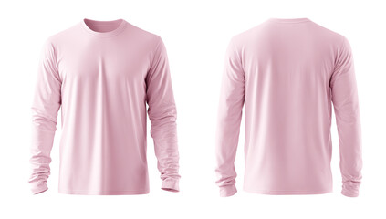 Front and back view of a light pink long-sleeve shirt