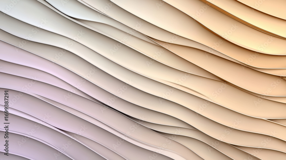Poster soft gradient waves create soothing visual effect with gentle curves and warm tones