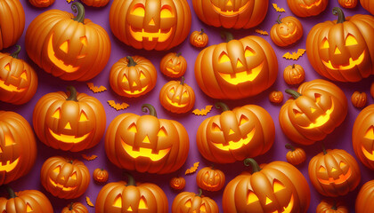 Halloween Pumpkins pattern 3D Wallpaper