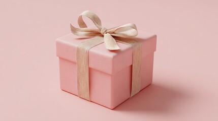 Fototapeta premium Elegant Pink Gift Box with Ribbon, Perfect for Celebrations and Special Occasions on a Soft Background