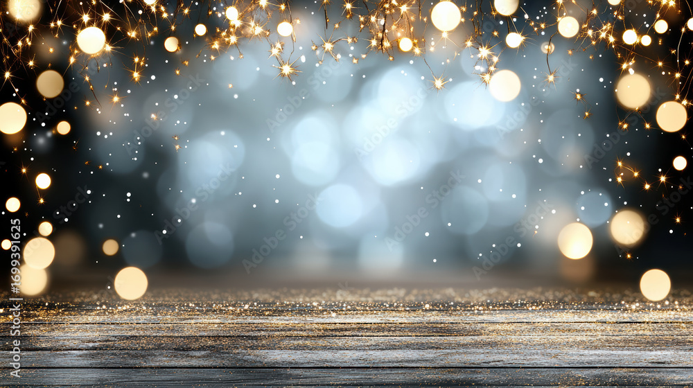 Poster Sparkling bokeh lights create magical atmosphere with soft, blurred background