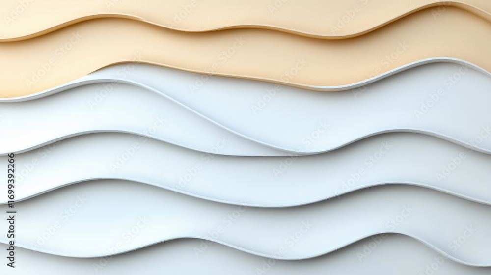 Poster waves in soft colors create soothing abstract pattern, blending pale yellow and white tones