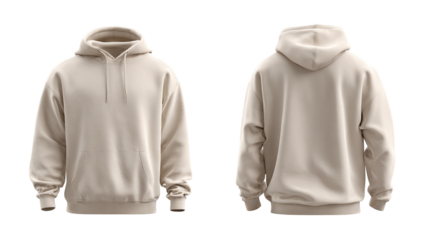 Beige hoodie, front and back views (1)