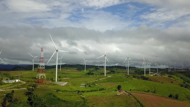 Eco power, wind turbines, producing green energy.