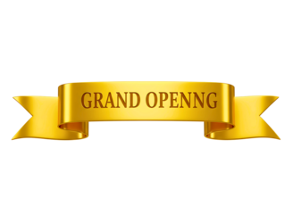  grand opening ribbon isolated on transparent background