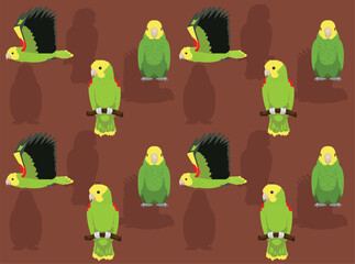 Obraz premium Double Yellow-Headed Amazon Parrot Cartoon Character Seamless Wallpaper Background 2