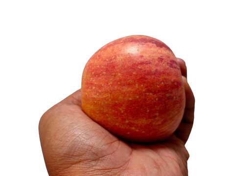 Hand Holding a Delicious Red Apple with Yellow Spots - Powered by Adobe