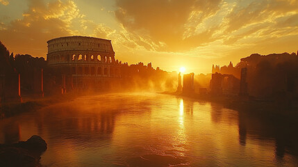 sunset over the river