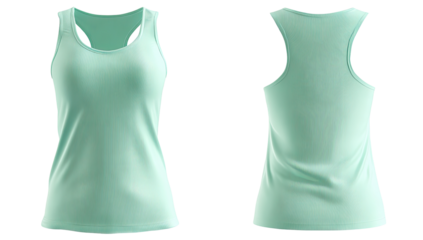 Light mint green women's tank top, front and back views