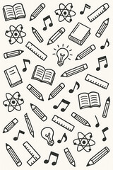 Doodle Art Collage of Education Themed Objects