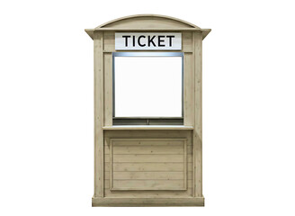 Vintage wooden ticket booth with sign isolated on transparent background