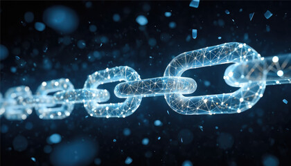 Blockchain technology on black background