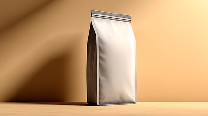 Modern minimal style coffee package mockup standing upright with soft gradient background and wide blank area for logo placement, product promotion, and brand marketing.