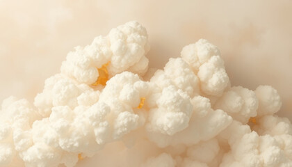 Fluffy clouds with golden accents, soft and dreamy
