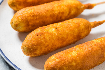 Sweet Homemade Fried Corn Dog on a Stick