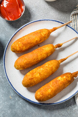 Sweet Homemade Fried Corn Dog on a Stick