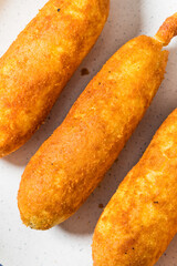 Sweet Homemade Fried Corn Dog on a Stick