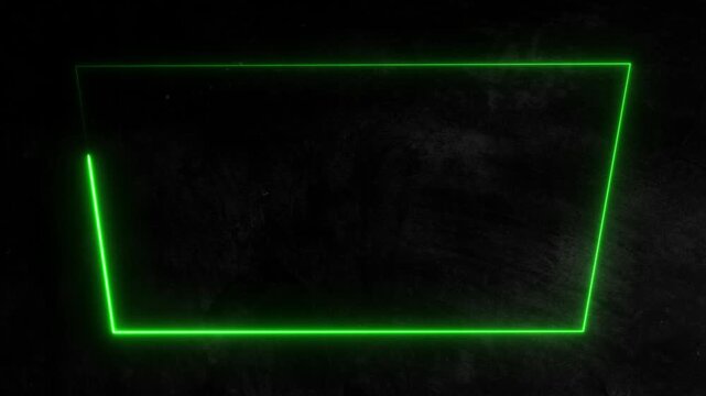 Neon Green Glowing Trapezoid Outline Animation Loop Background