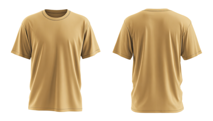 Front and back view of a light beige t-shirt