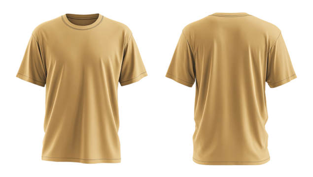 Front and back view of a light beige t-shirt